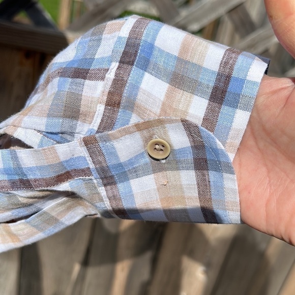 Joseph Abboud Classic Fit Linen Plaid Shirt Size 2X - Picture 4 of 6